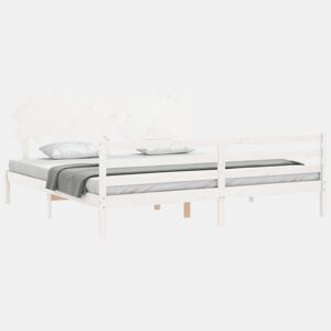 Estrutura de Cama de casal moderno com cabeceira 200x200cm madeira maciça branco