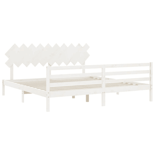Estrutura de Cama de casal moderno com cabeceira 200x200cm madeira maciça branco
