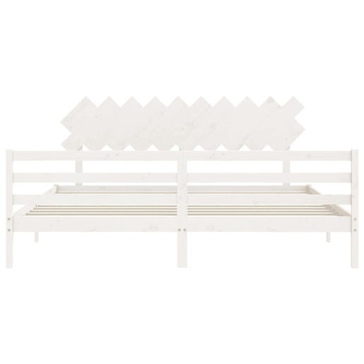 Estrutura de Cama de casal moderno com cabeceira 200x200cm madeira maciça branco