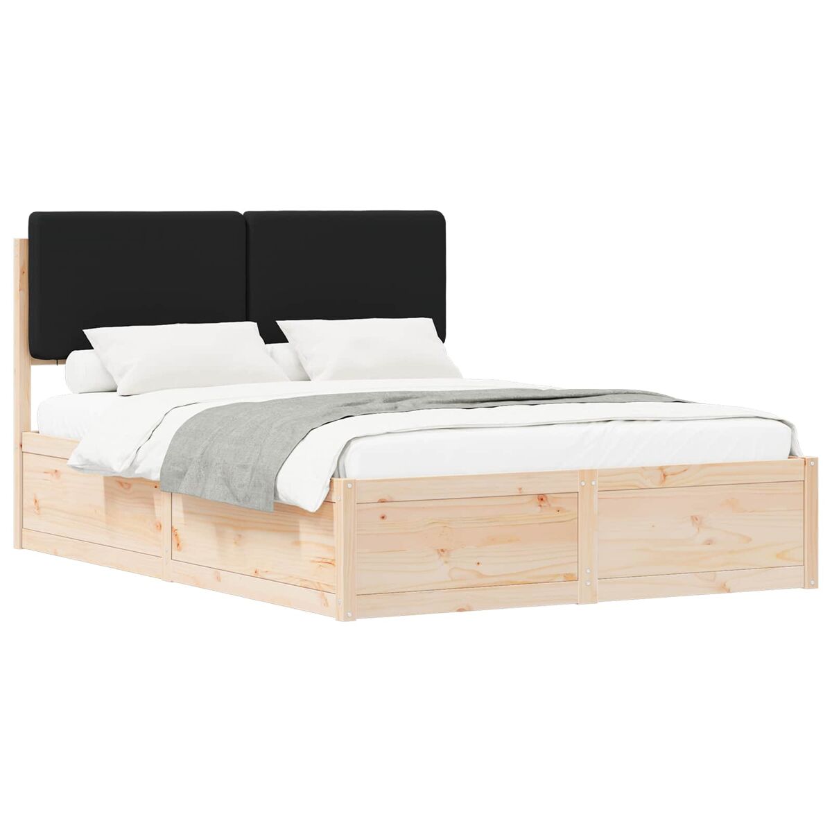 Estructura de cama matrimonial 165x205 Negro/ Madera