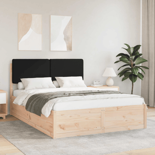 Estrutura de Cama de casal moderno com Cabeceira Estofada Preto 160 x 200 cm Estrutura de Cama de casal moderno com Cabeceira Estofada Preto 160 x 200 cm