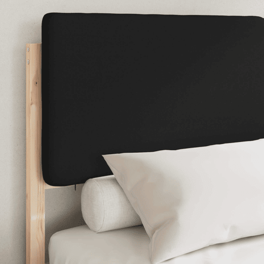 Estrutura de Cama de casal moderno com Cabeceira Estofada Preto 160 x 200 cm Estrutura de Cama de casal moderno com Cabeceira Estofada Preto 160 x 200 cm
