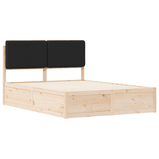 Estrutura de Cama de casal moderno com Cabeceira Estofada Preto 160 x 200 cm Estrutura de Cama de casal moderno com Cabeceira Estofada Preto 160 x 200 cm