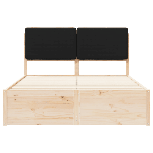 Estrutura de Cama de casal moderno com Cabeceira Estofada Preto 160 x 200 cm Estrutura de Cama de casal moderno com Cabeceira Estofada Preto 160 x 200 cm