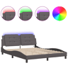 Estrutura de Cama de casal moderno com LED sem colchão Zadar 160x200cm cinza