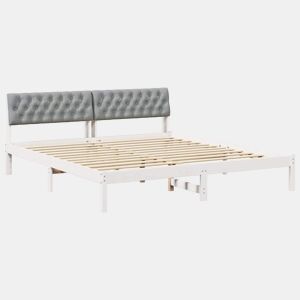 Estrutura De Cama De Casal Simple - Branco e cinza claro 180 x 200 cm