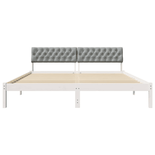 Estrutura De Cama De Casal Simple - Branco e cinza claro 180 x 200 cm Estrutura De Cama De Casal Simple - Branco e cinza claro 180 x 200 cm