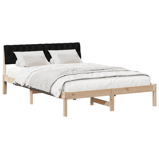 Estrutura da Cama de casal simple com cabeceira Castanho e preto 160 x 200 cm Estrutura da Cama de casal simple com cabeceira Castanho e preto 160 x 200 cm
