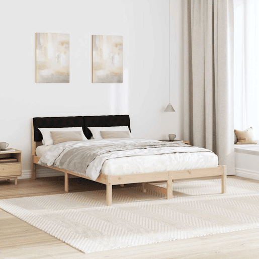 Estrutura da Cama de casal simple com cabeceira Castanho e preto 160 x 200 cm Estrutura da Cama de casal simple com cabeceira Castanho e preto 160 x 200 cm