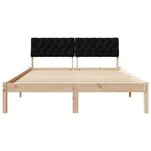 Estrutura da Cama de casal simple com cabeceira Castanho e preto 160 x 200 cm Estrutura da Cama de casal simple com cabeceira Castanho e preto 160 x 200 cm