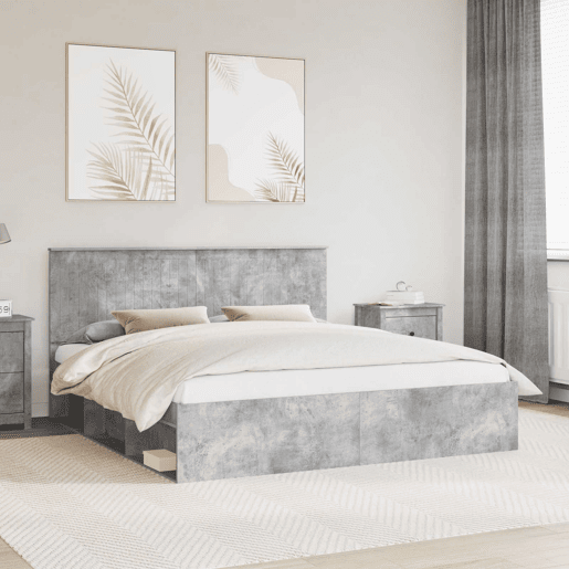 Estrutura de Cama de casal para adultos com cabeceira Concreto 180 x 200 cm