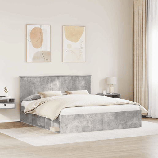 Estrutura de Cama de casal para adultos com cabeceira Concreto 180 x 200 cm