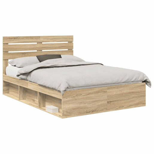 Estrutura da Cama de casal moderno com cabeceira Carvalho Sonoma 150 x 200 cm