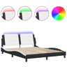 Estrutura de Cama de casal moderno com LED sem colchão Zadar 160x200cm pretobranco