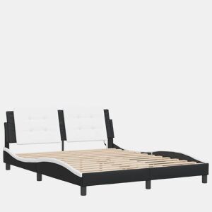 Estrutura de Cama de casal moderno com LED sem colchão Zadar 160x200cm pretobranco