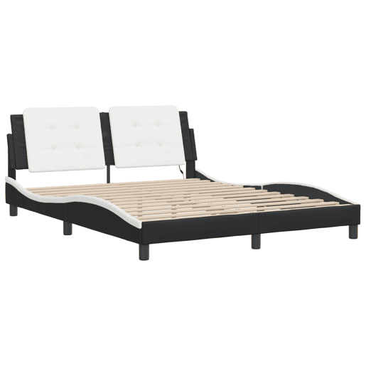 Estrutura de Cama de casal moderno com LED sem colchão Zadar 160x200cm pretobranco Estrutura de Cama de casal moderno com LED sem colchão Zadar 160x200cm pretobranco