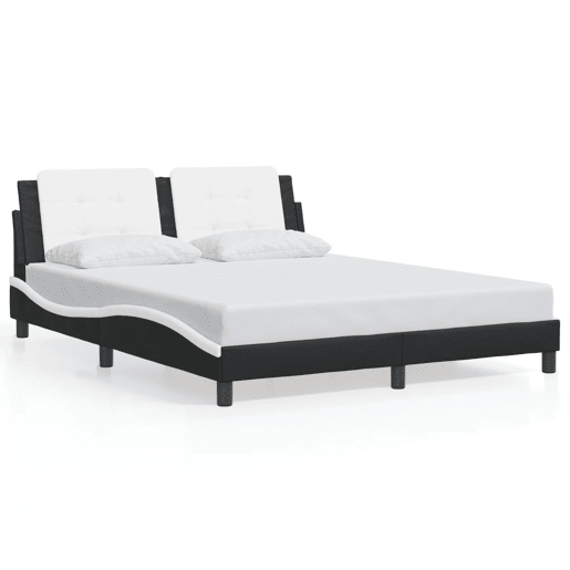 Estrutura de Cama de casal moderno com LED sem colchão Zadar 160x200cm pretobranco Estrutura de Cama de casal moderno com LED sem colchão Zadar 160x200cm pretobranco