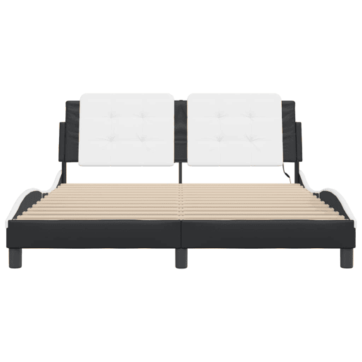 Estrutura de Cama de casal moderno com LED sem colchão Zadar 160x200cm pretobranco Estrutura de Cama de casal moderno com LED sem colchão Zadar 160x200cm pretobranco
