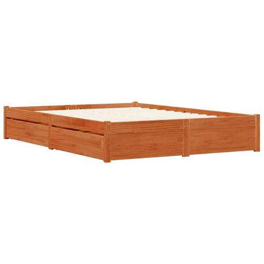 Estrutura da Cama de casal moderno com gaveta - Marrom Cera 150 x 200 cm Estrutura da Cama de casal moderno com gaveta - Marrom Cera 150 x 200 cm