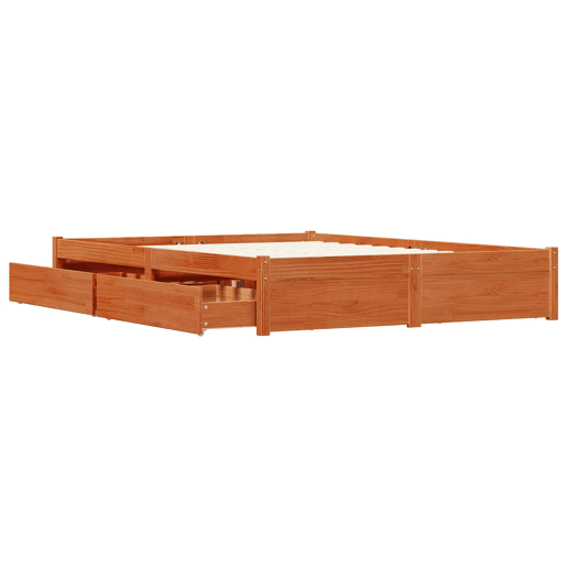 Estrutura da Cama de casal moderno com gaveta - Marrom Cera 150 x 200 cm Estrutura da Cama de casal moderno com gaveta - Marrom Cera 150 x 200 cm
