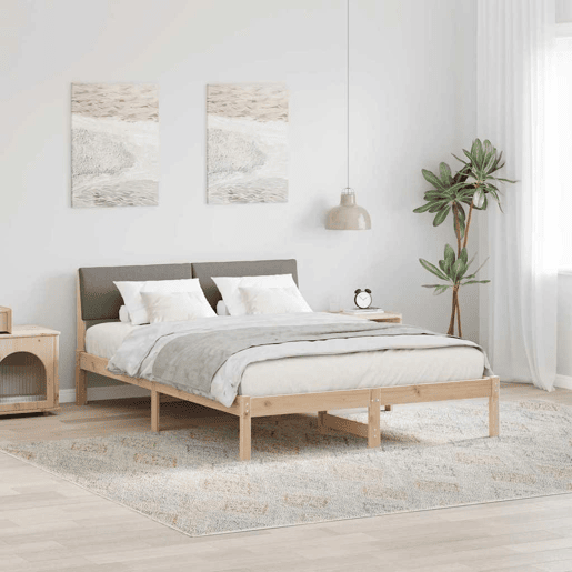 Estrutura de cama de casal com cabeceira - Marrom e taupe 160 x 200 cm Estrutura de cama de casal com cabeceira - Marrom e taupe 160 x 200 cm