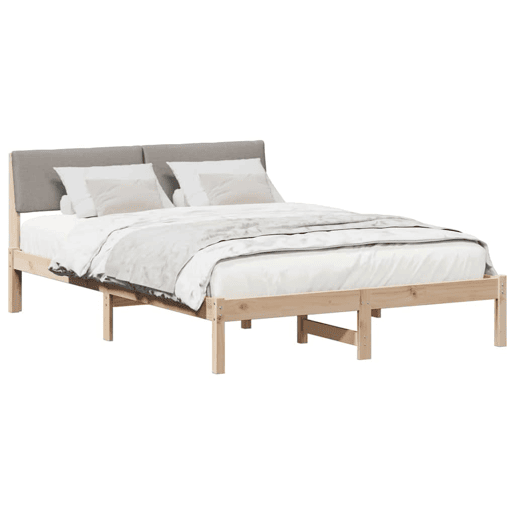 Estrutura de cama de casal com cabeceira - Marrom e taupe 160 x 200 cm Estrutura de cama de casal com cabeceira - Marrom e taupe 160 x 200 cm