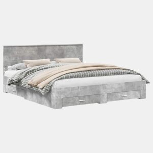 Estrutura De Cama De Casal Moderno - Cinzento 200 x 200 cm Madeira processada