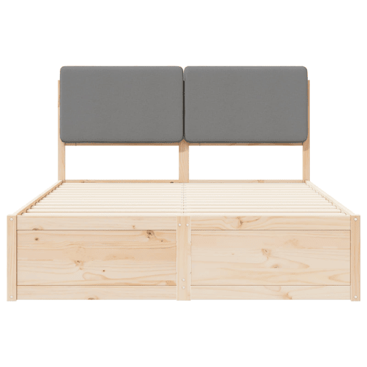 Estrutura de Cama de casal moderno com Cabeceira Estofada Cinzento-claro Estrutura de Cama de casal moderno com Cabeceira Estofada Cinzento-claro