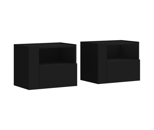 Soluna home - mesitas de noche madera negro 2 peças 45 x 30 x 35 cm