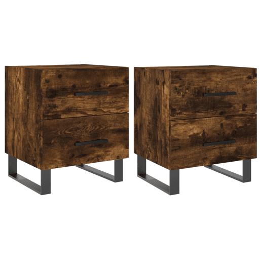 Soluna Home - Mesas de cabeceira Madeira trabalhada e ferro 2 piezas 40 x 35 x 47,5 cm