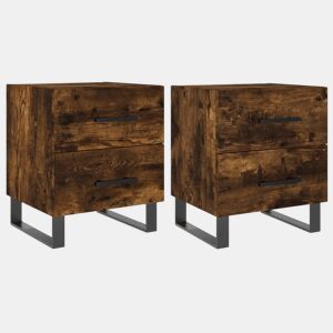Soluna Home - Mesas de cabeceira Madeira trabalhada e ferro 2 piezas 40 x 35 x 47,5 cm