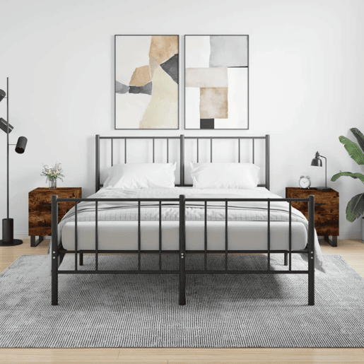 Soluna Home - Mesas de cabeceira Madeira trabalhada e ferro 2 piezas 40 x 35 x 47,5 cm