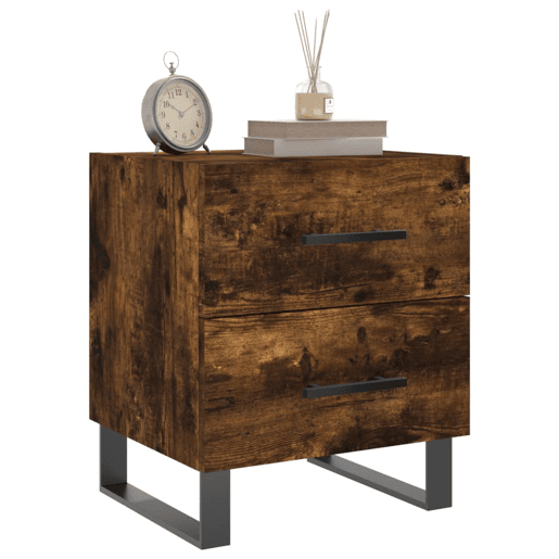 Soluna Home - Mesas de cabeceira Madeira trabalhada e ferro 2 piezas 40 x 35 x 47,5 cm