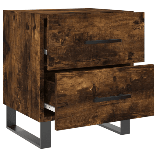 Soluna Home - Mesas de cabeceira Madeira trabalhada e ferro 2 piezas 40 x 35 x 47,5 cm