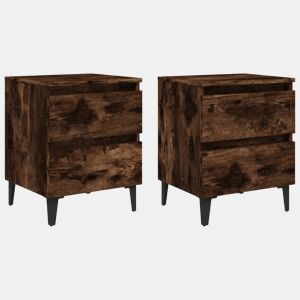 Soluna Home - Mesas de cabeceira Madeira trabalhada e metal 2 piezas 40 x 35 x 50 cm