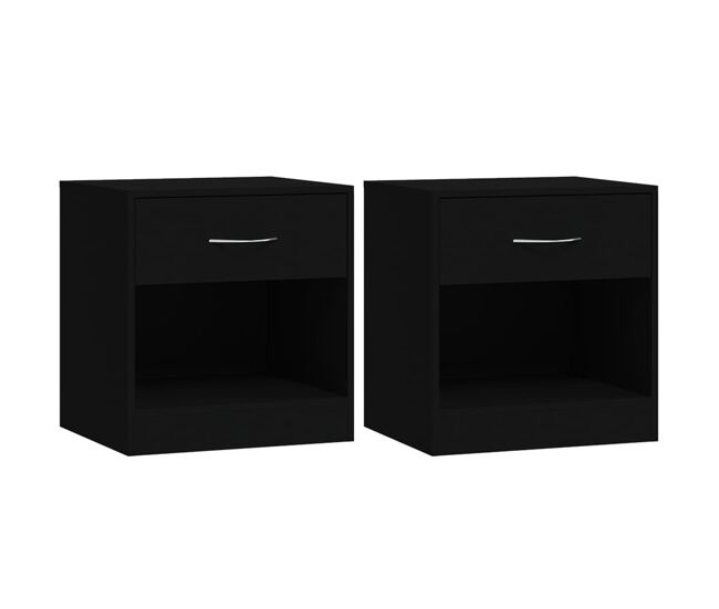 Soluna home - mesitas de noche madera negro 2 peças 36,5 x 30,5 x 38 cm
