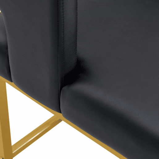 Bancos de bar 2 unidades - estilo nórdico, design quadrado, pernas metálicas douradas - Preto+Dourado