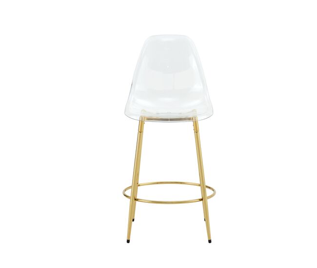 Juego de 2 taburetes transparentes - diseño flotante, altura total: 102 cm - dorado