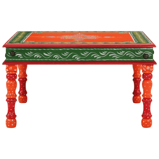Mesa de Centro, Mesa baixa, pintada à mão mangueira maciça laranja Mesa de Centro, Mesa baixa, pintada à mão mangueira maciça laranja