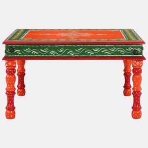 Mesa de Centro, Mesa baixa, pintada à mão mangueira maciça laranja