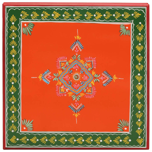 Mesa de Centro, Mesa baixa, pintada à mão mangueira maciça laranja Mesa de Centro, Mesa baixa, pintada à mão mangueira maciça laranja