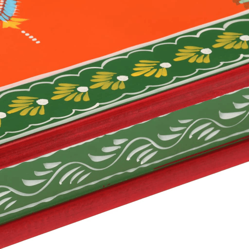 Mesa de Centro, Mesa baixa, pintada à mão mangueira maciça laranja Mesa de Centro, Mesa baixa, pintada à mão mangueira maciça laranja