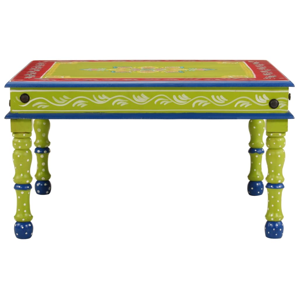 Mesa de café - mesa de centro madera maciza de mango verde pintada a mano
