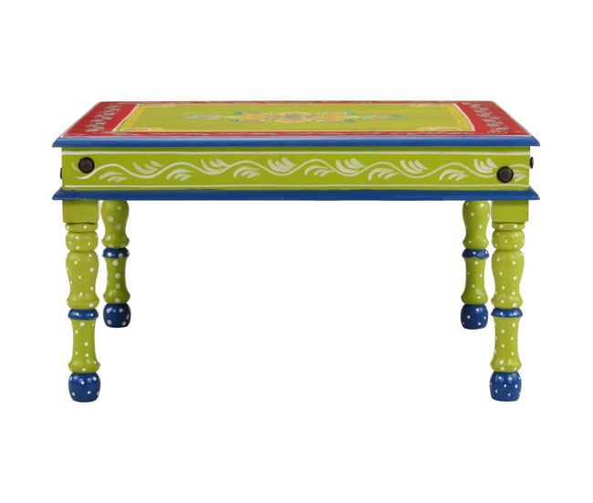 Mesa de café - mesa de centro madera maciza de mango verde pintada a mano