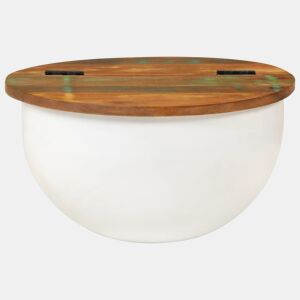 Mesa de Centro, Mesa baixa, 50x27 cm madeira recuperada maciça branco