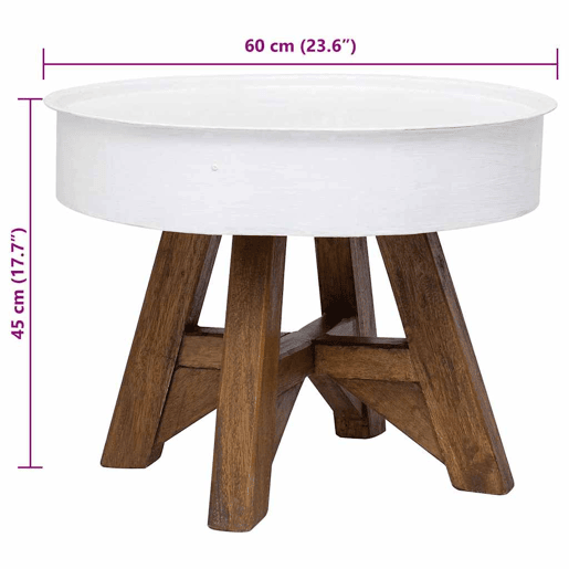 Mesa de Centro, Mesa baixa, 60x45 cm madeira recuperada maciça branco Mesa de Centro, Mesa baixa, 60x45 cm madeira recuperada maciça branco