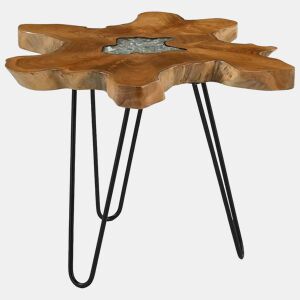 Mesa de Centro, Mesa baixa, 70x45 cm madeira de teca maciça e poliresina