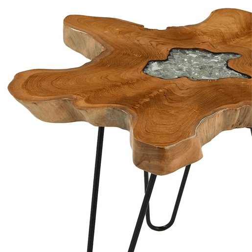 Mesa de Centro, Mesa baixa, 70x45 cm madeira de teca maciça e poliresina Mesa de Centro, Mesa baixa, 70x45 cm madeira de teca maciça e poliresina