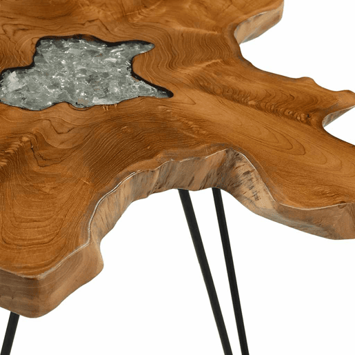 Mesa de Centro, Mesa baixa, 70x45 cm madeira de teca maciça e poliresina Mesa de Centro, Mesa baixa, 70x45 cm madeira de teca maciça e poliresina