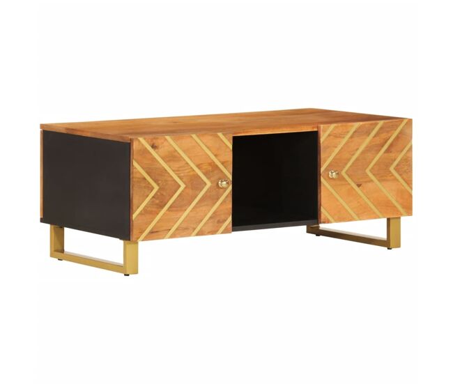 Mesa de café - mesa de centro madera maciza de mango negro marrón 100x54x40 cm